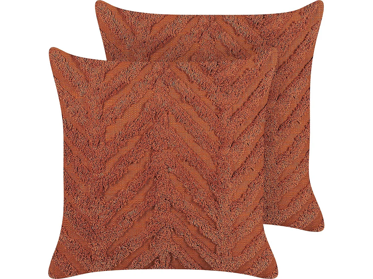 Set di 2 cuscini LEWISIA Cotone 45 x 45 cm Arancione Trama Chevron