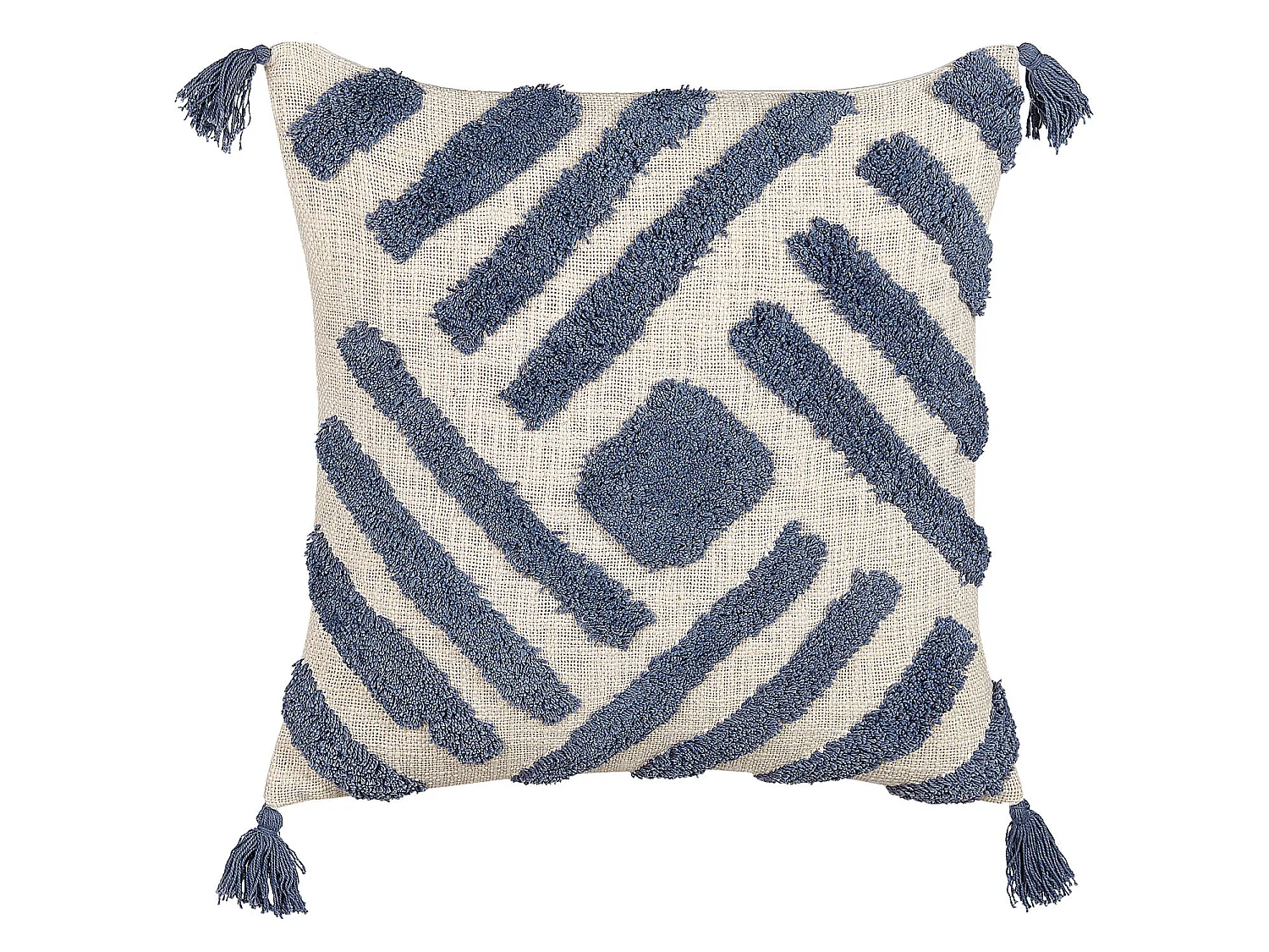 Dekokissen mit Füllung geometrisch Baumwolle beige / blau 45 x 45 cm Jacaranda