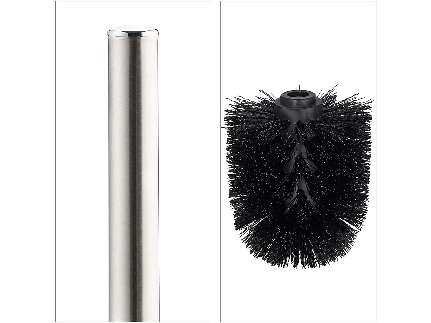 Porta-escova de cerâmica com escova e cabeça mutável em cabo de metal redondo cinza 13_0002143