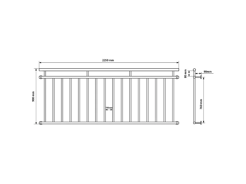 Garde-corps balcon à la francaise appui rambarde blanc 225 x 90 cm ECD Germany