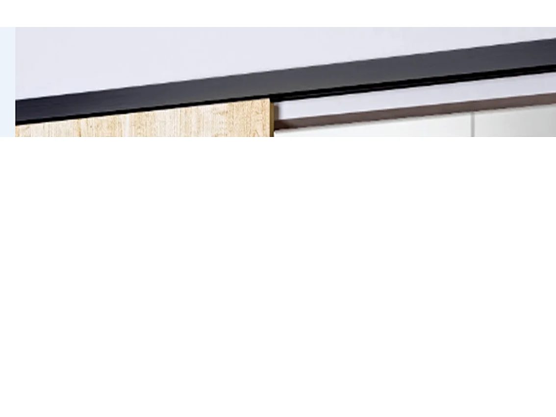 Porte Coulissante Atelier blanc H204 x L83 + Rail a roulettes et Coquilles