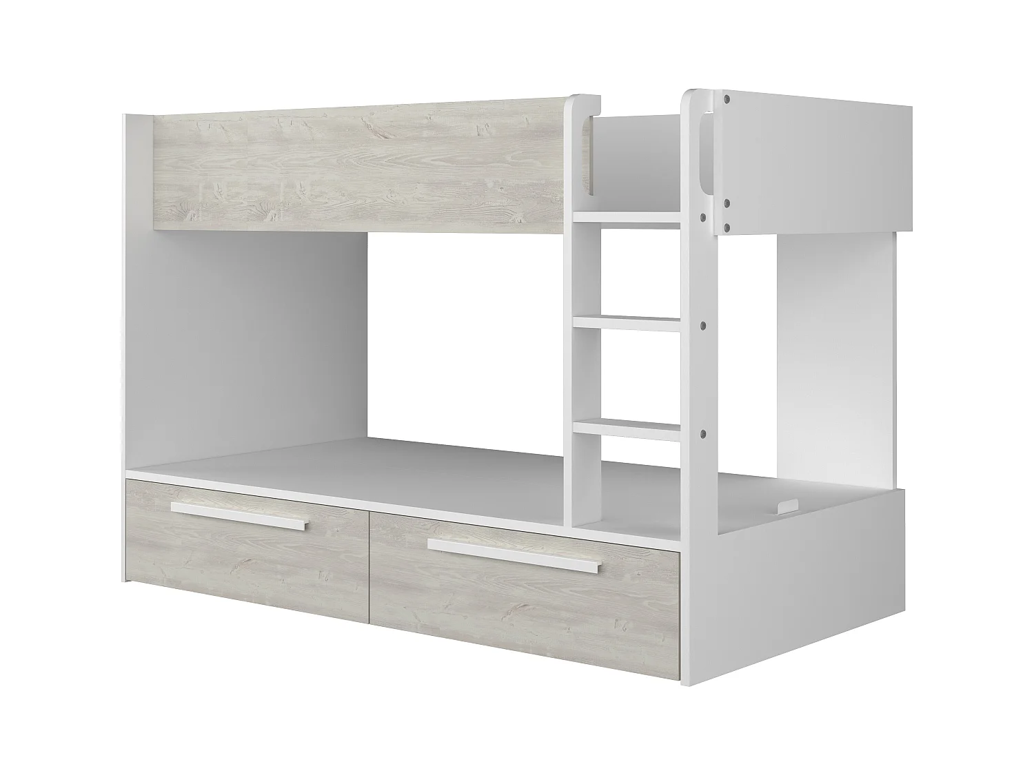 Litera 2 x 90 x 200 cm - 2 cajones - blanco y natural - TINOLI