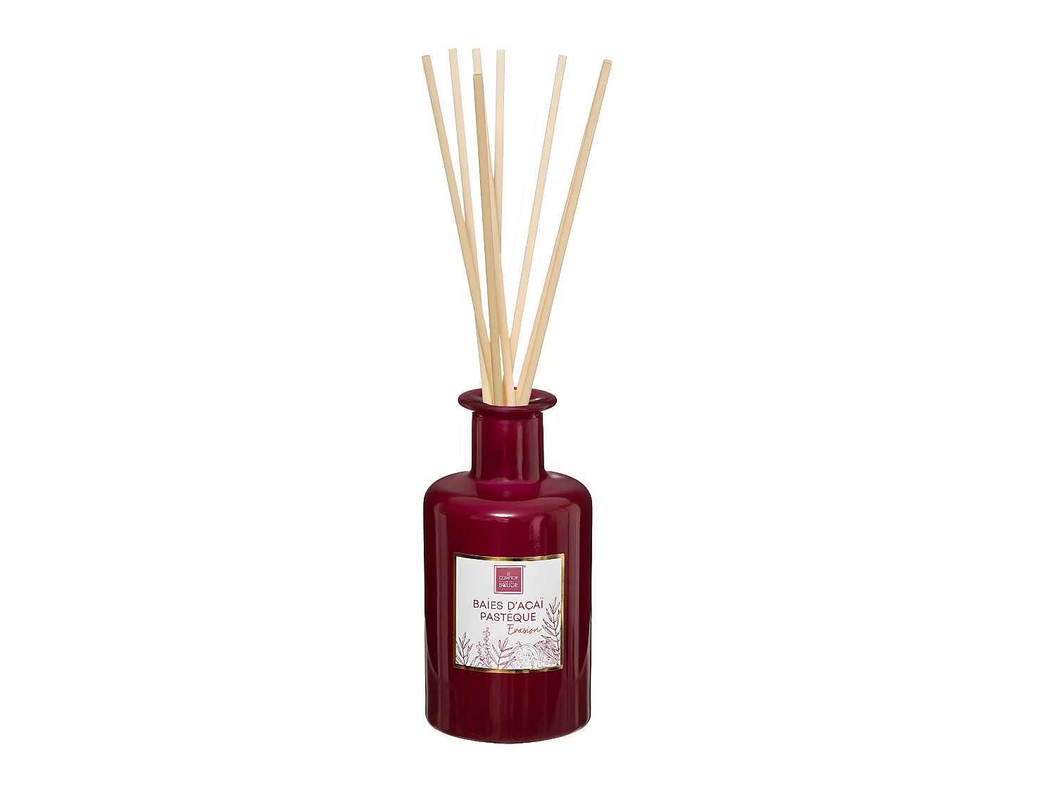 Diffuseur de parfum Baies d'Acai et Pastèque 200 ml avec 8 Bâtonnets en rotin