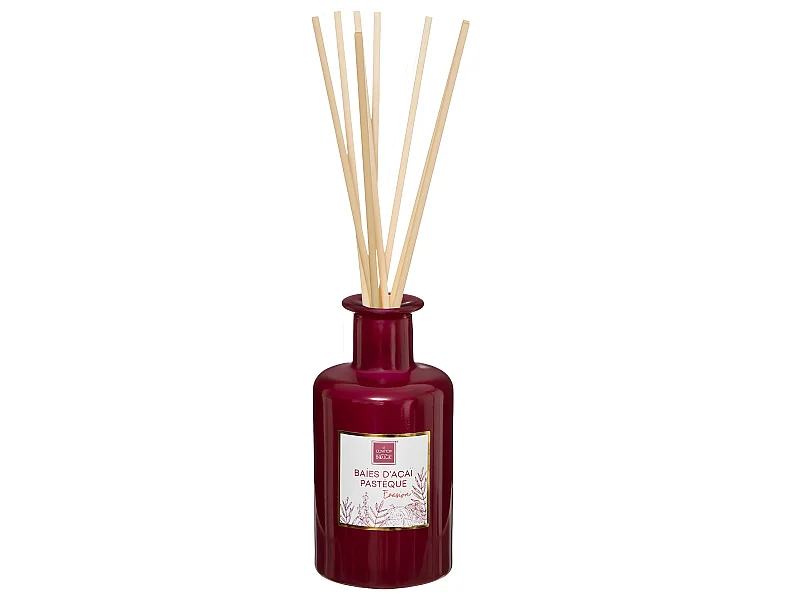 Diffuseur de parfum Baies d'Acai et Pastèque 200 ml avec 8 Bâtonnets en rotin