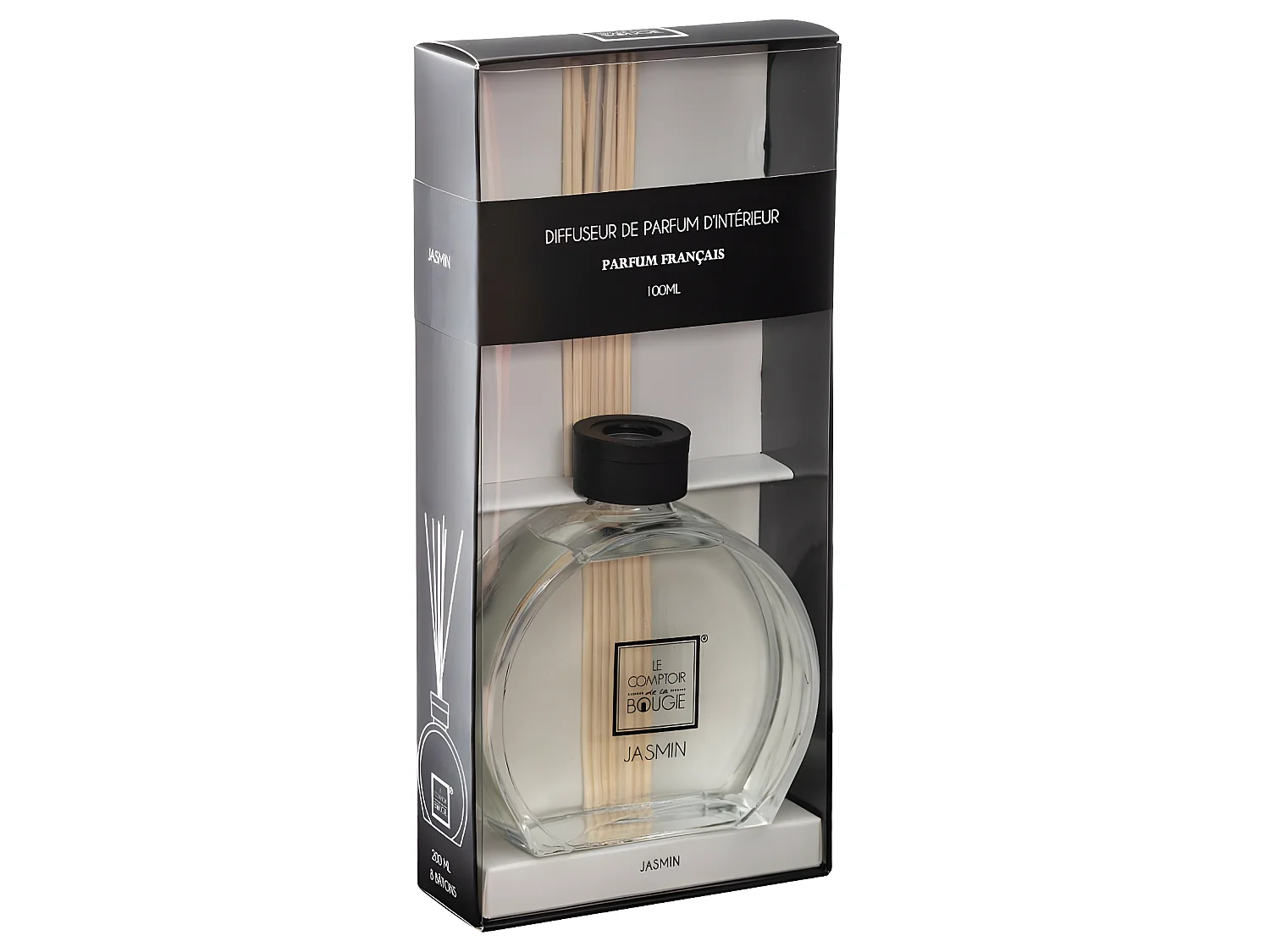 Diffuseur de parfum Jasmin 100 ml avec 6 Bâtonnets