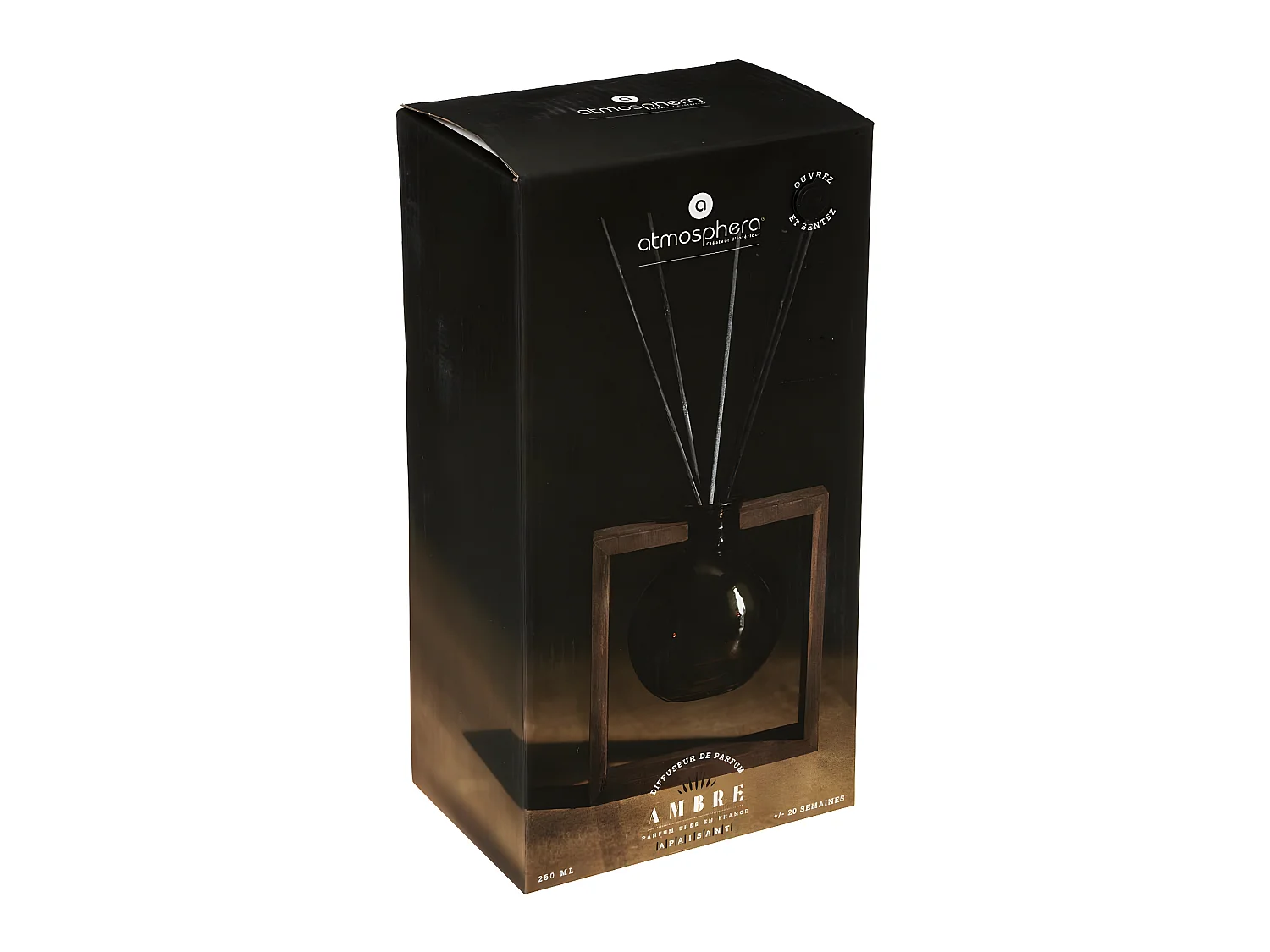 Diffuseur de parfum Ambre 250 ml avec 6 Bâtonnets