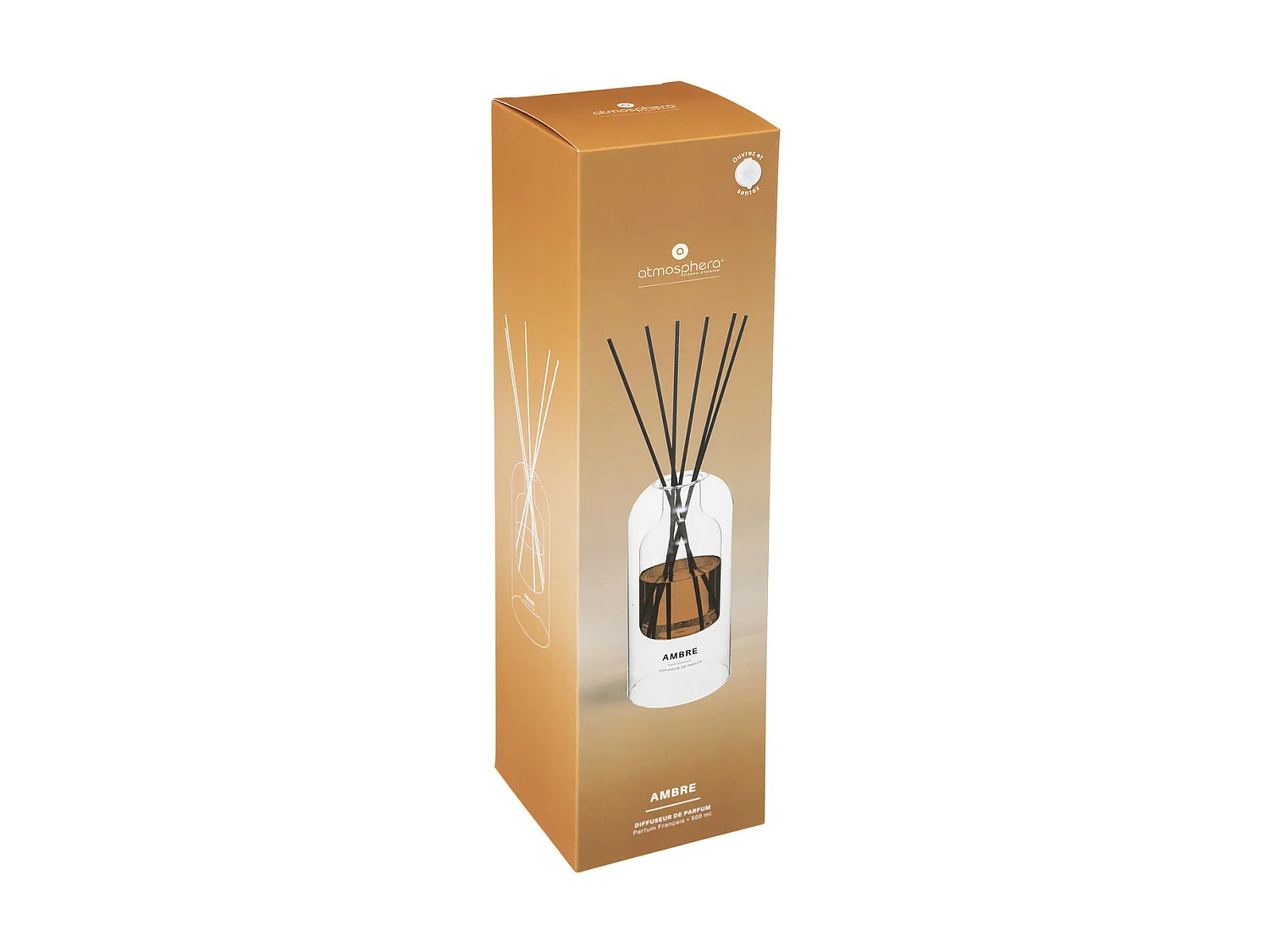 Diffuseur de Parfum Ambre  500 ml avec 6 Bâtonnets