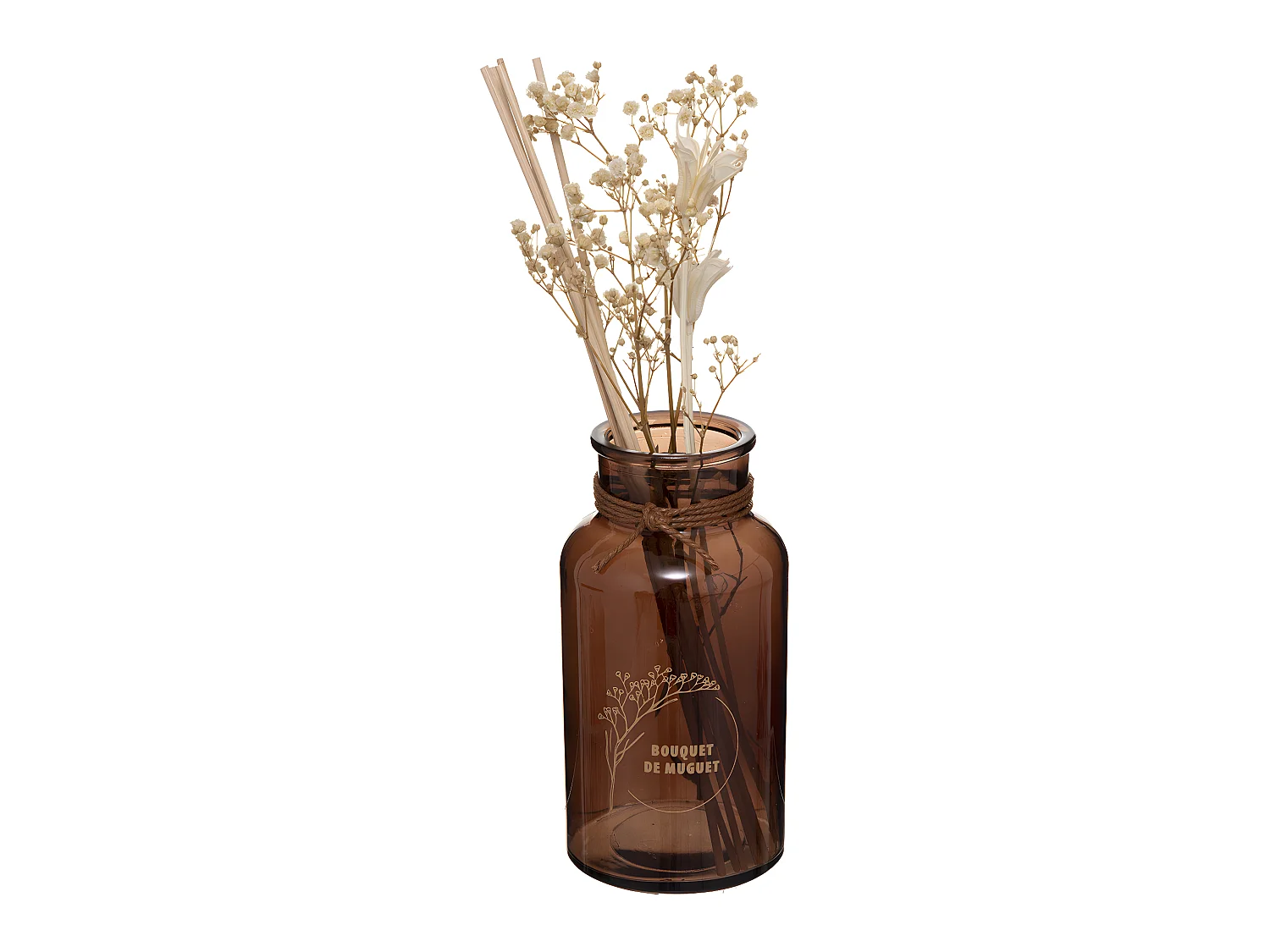 Diffuseur de parfum Bouquet de Muguet 300 ml avec Bâtonnets et Fleurs séchées