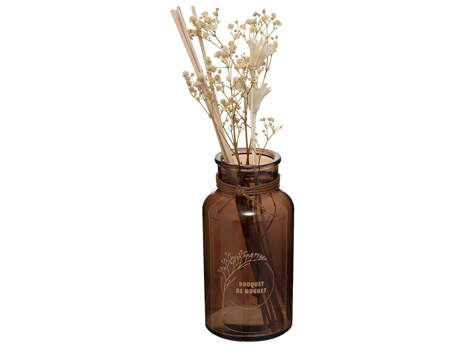 Diffuseur de parfum Bouquet de Muguet 300 ml avec Bâtonnets et Fleurs séchées