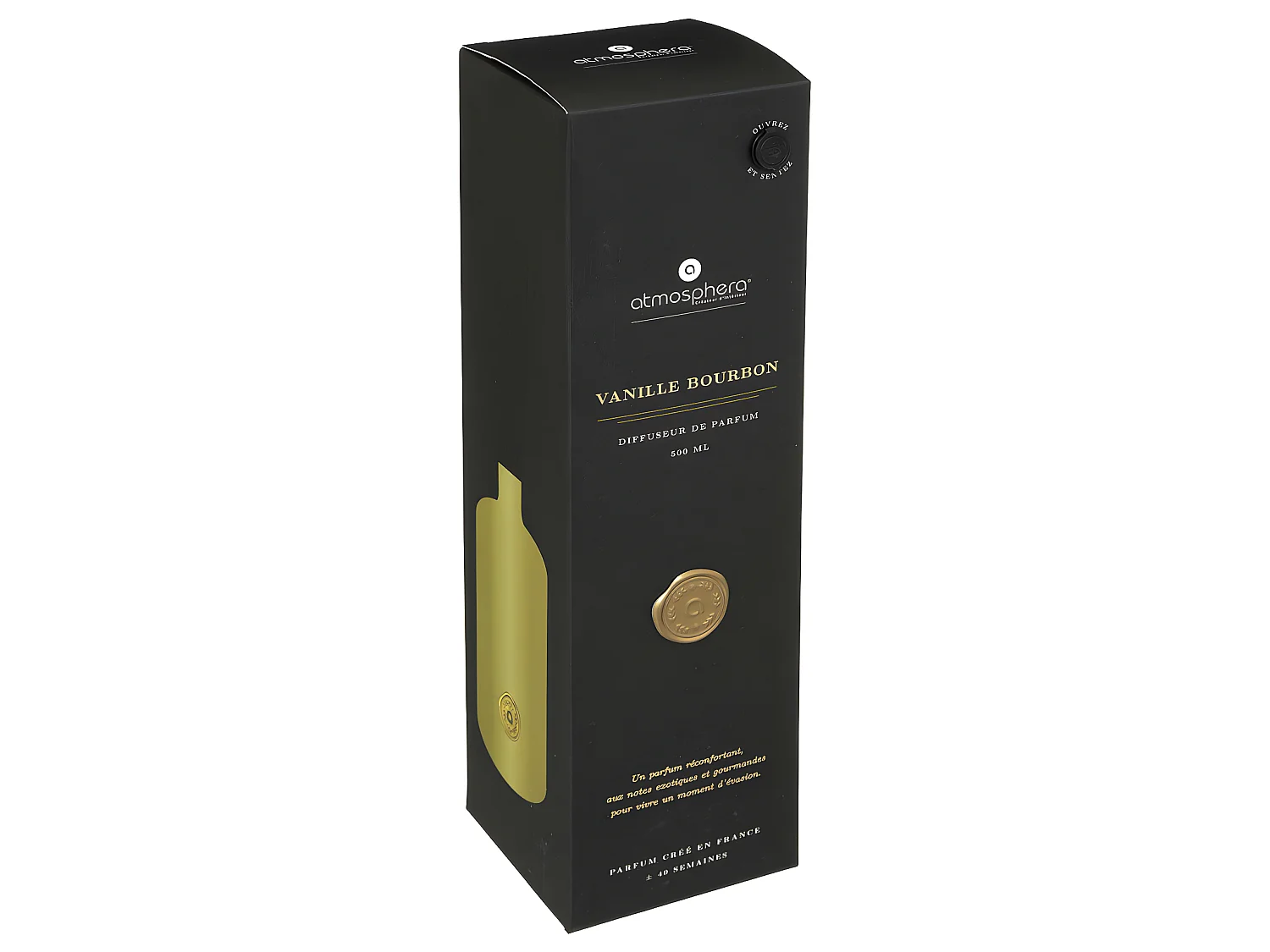 Diffuseur de Parfum Vanille bourbon 500 ml avec 6 Bâtonnets