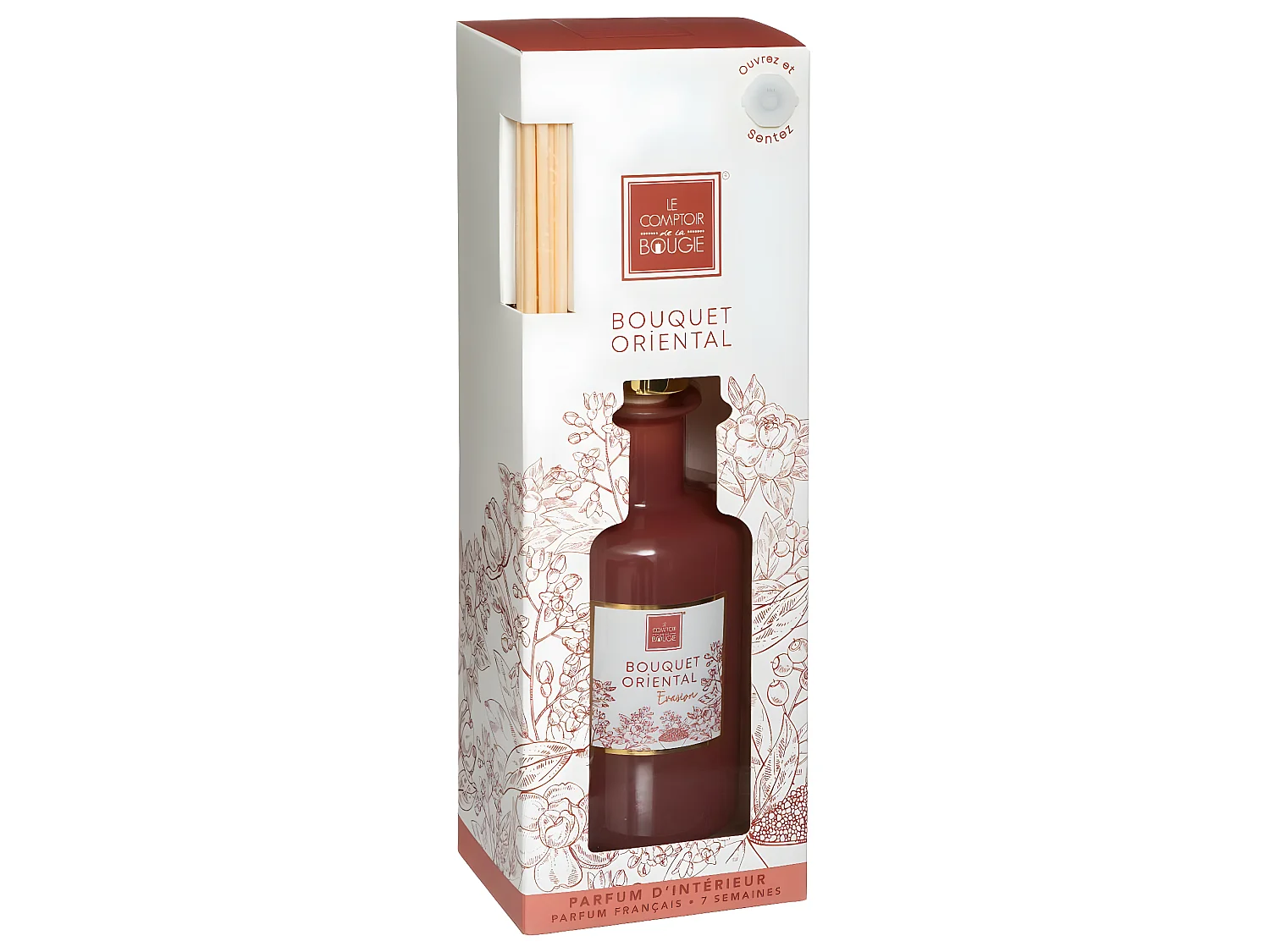 Diffuseur de parfum Bouquet Oriental 200 ml avec 8 Bâtonnets en rotin