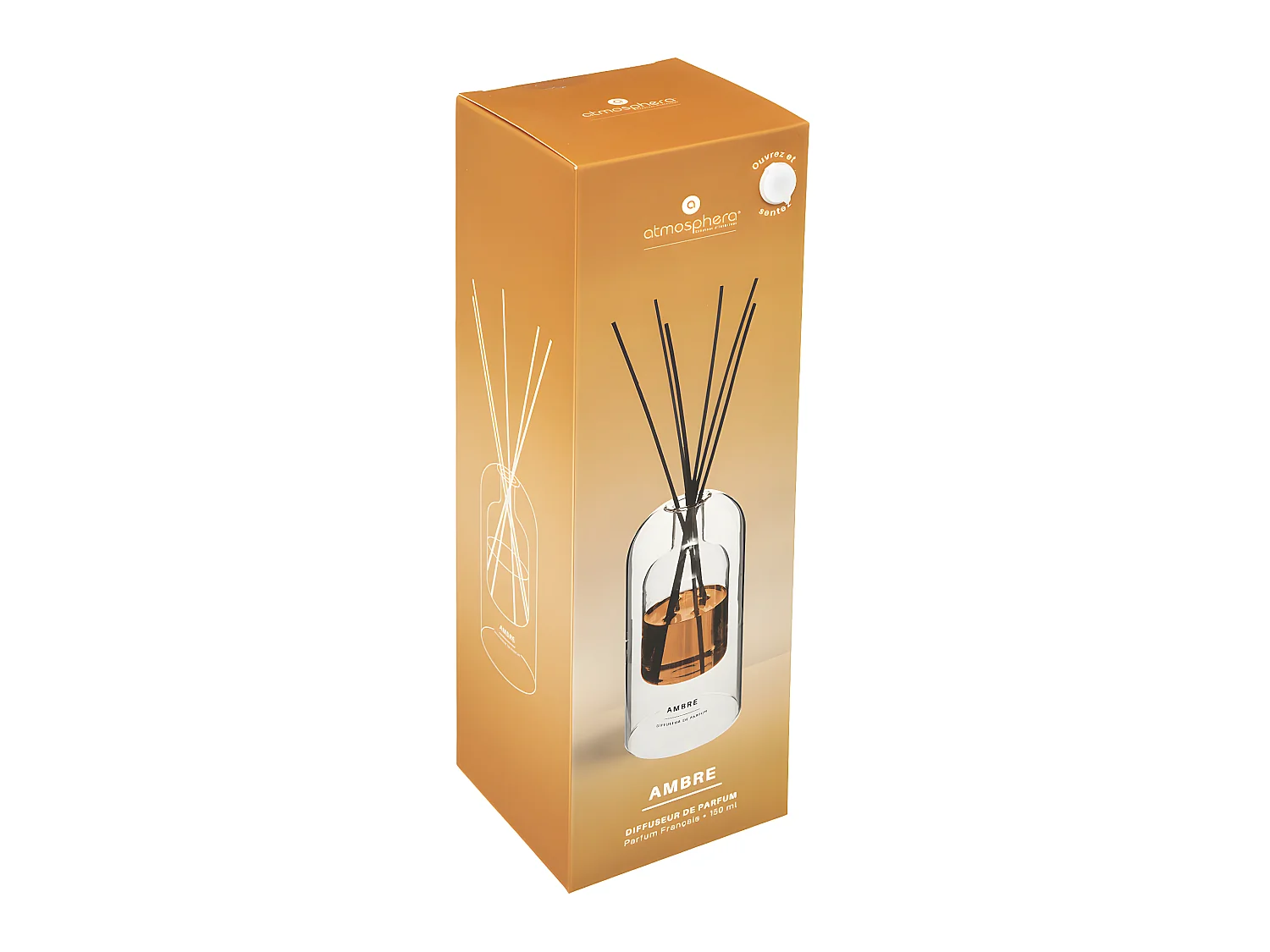 Diffuseur de Parfum Ambre 150 ml avec 6 Bâtonnets