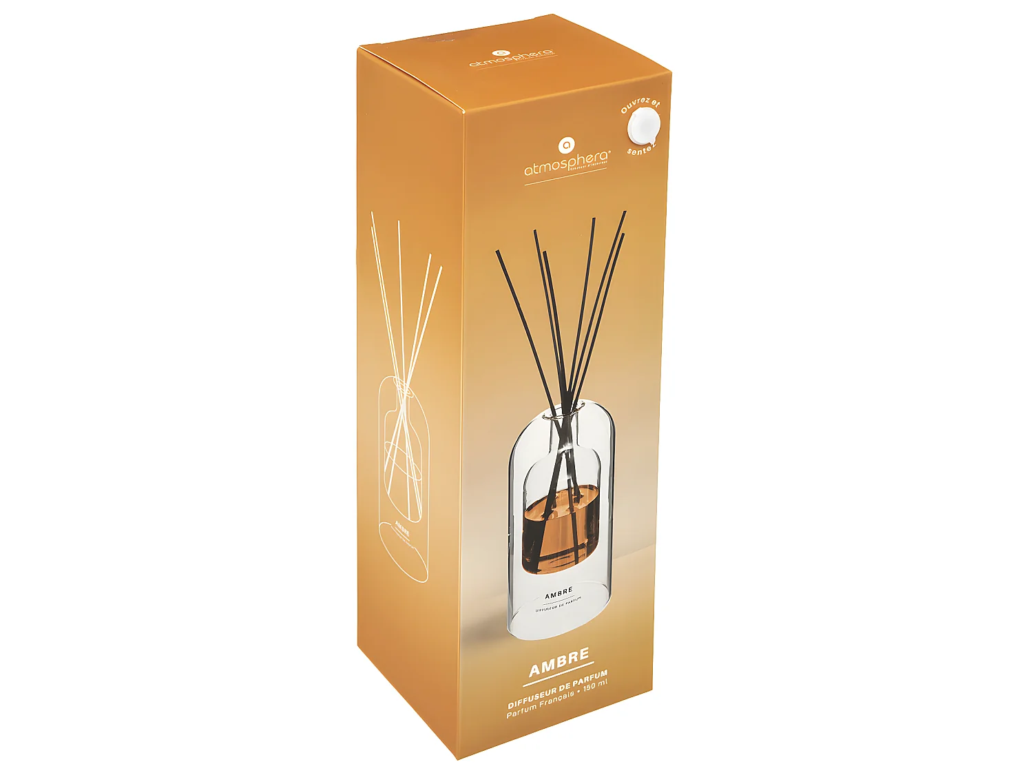 Diffuseur de Parfum Ambre 150 ml avec 6 Bâtonnets