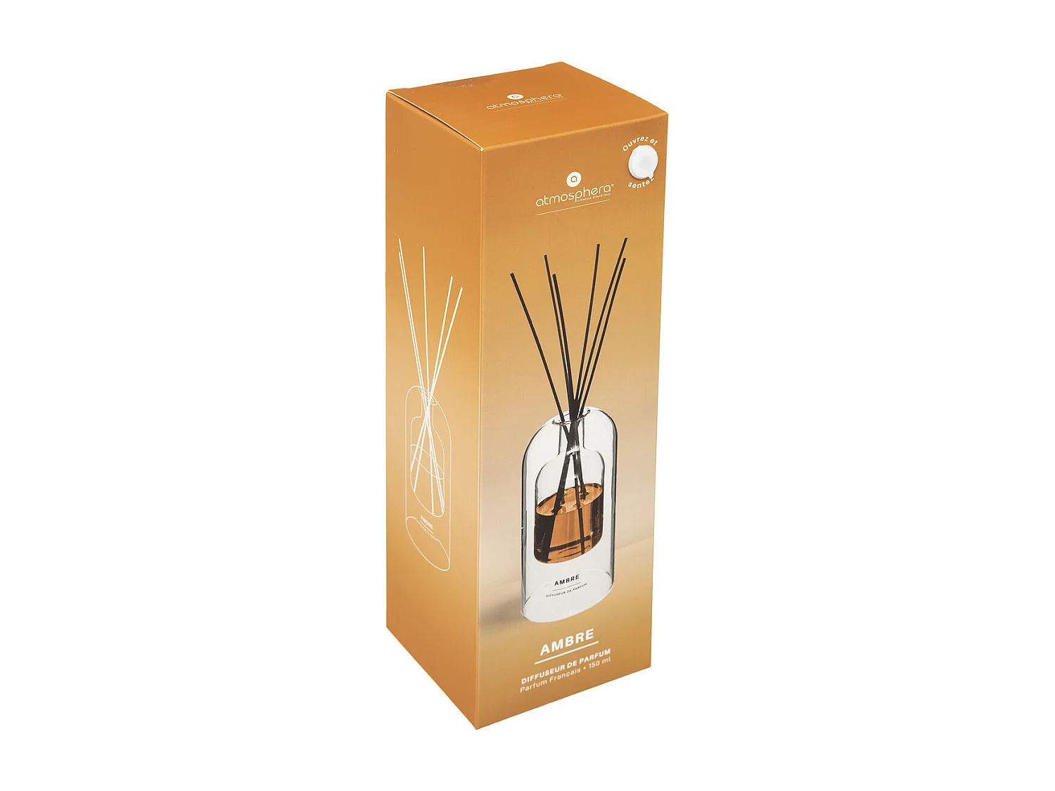 Diffuseur de Parfum Ambre 150 ml avec 6 Bâtonnets