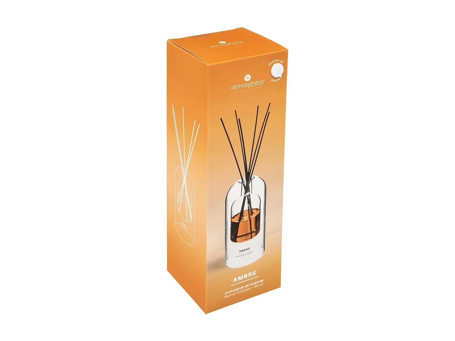 Diffuseur de Parfum Ambre 150 ml avec 6 Bâtonnets