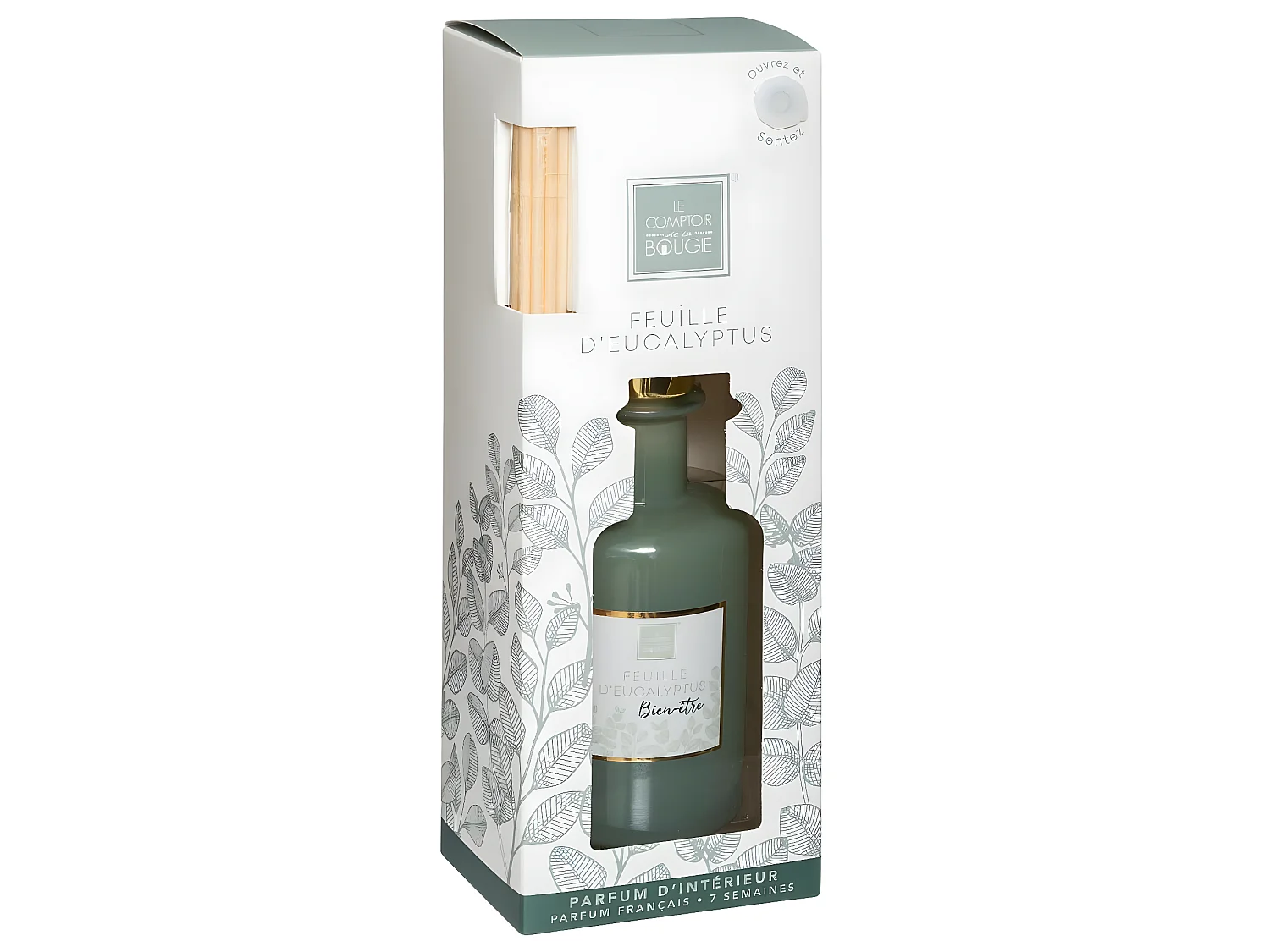 Diffuseur de parfum Eucalyptus 200 ml avec 8 Bâtonnets en rotin