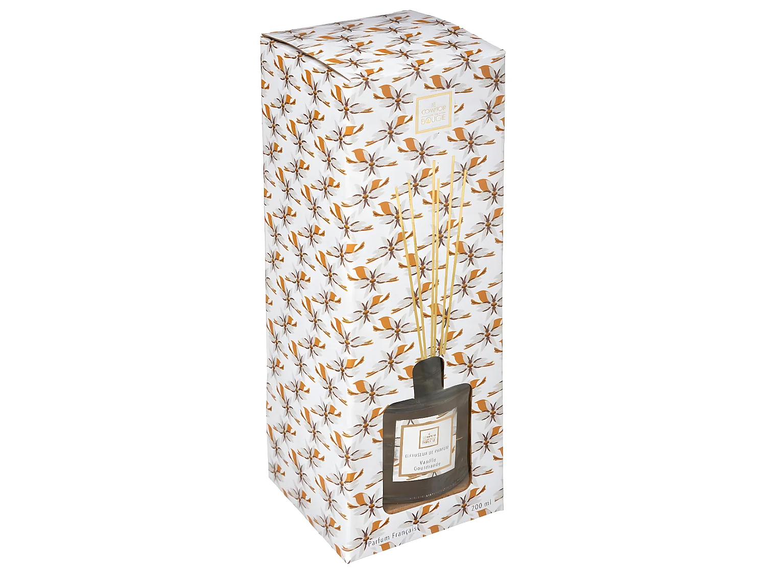 Diffuseur de parfum Vanille gourmande 200 ml avec 6 Bâtonnets