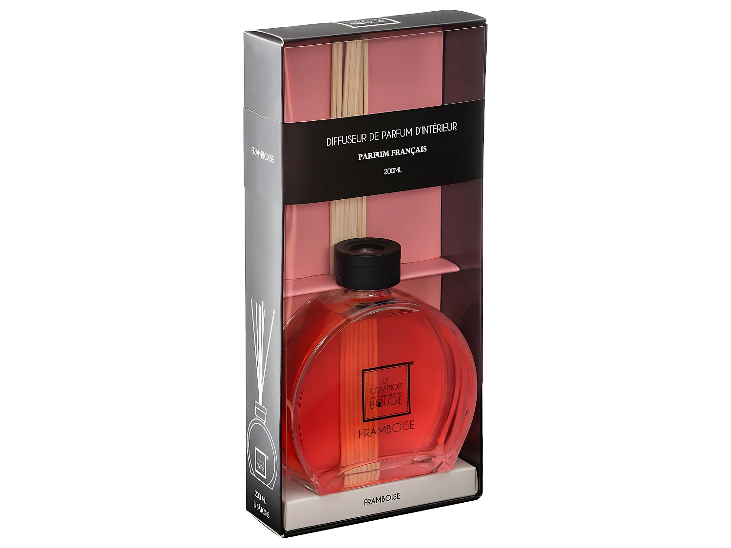 Diffuseur de parfum Framboise 200 ml avec 8 Bâtonnets