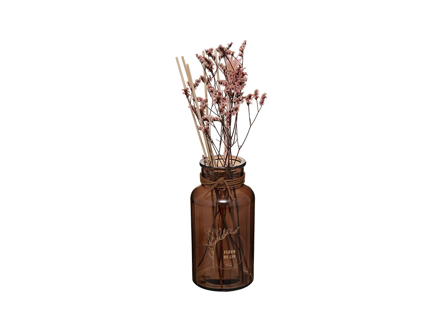 Diffuseur de parfum Fleur de lin 300 ml avec Bâtonnets et Fleurs séchées