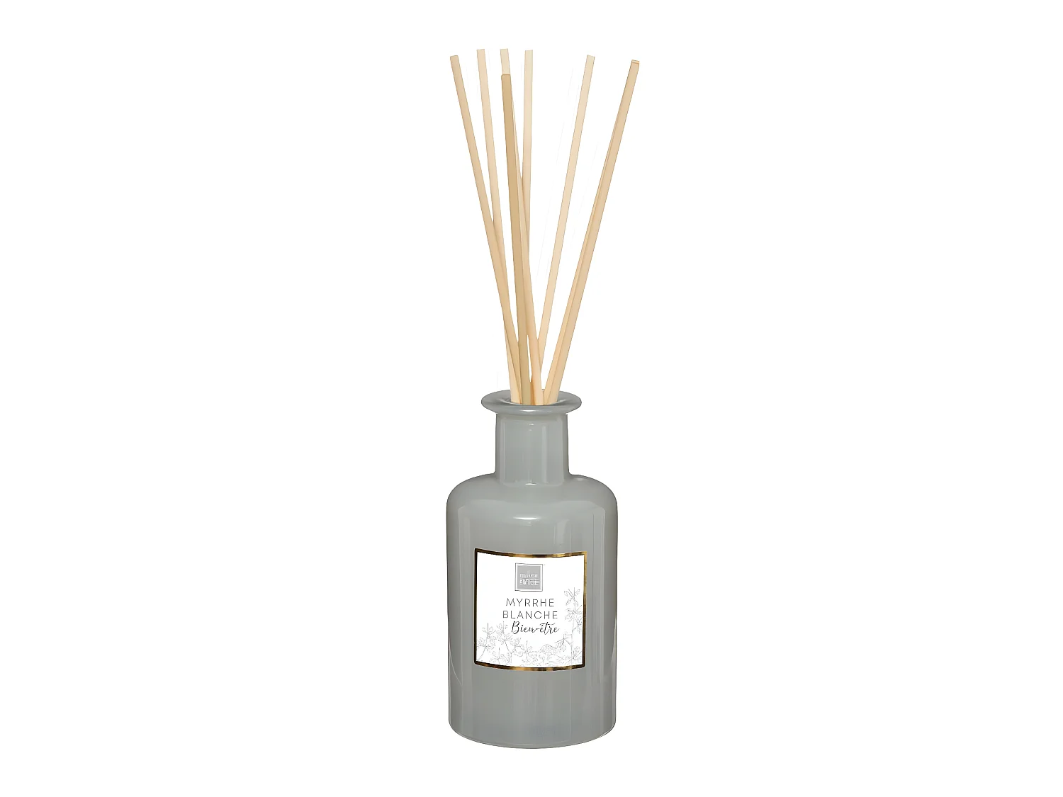 Diffuseur de parfum Myrrhe Blanche 200 ml avec 8 Bâtonnets en rotin