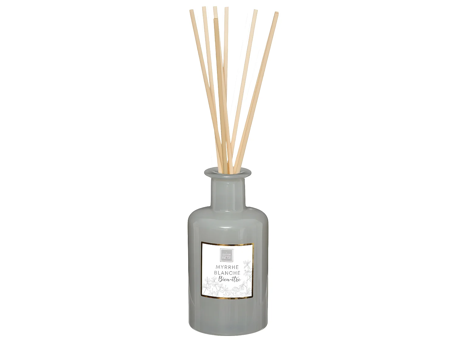 Diffuseur de parfum Myrrhe Blanche 200 ml avec 8 Bâtonnets en rotin