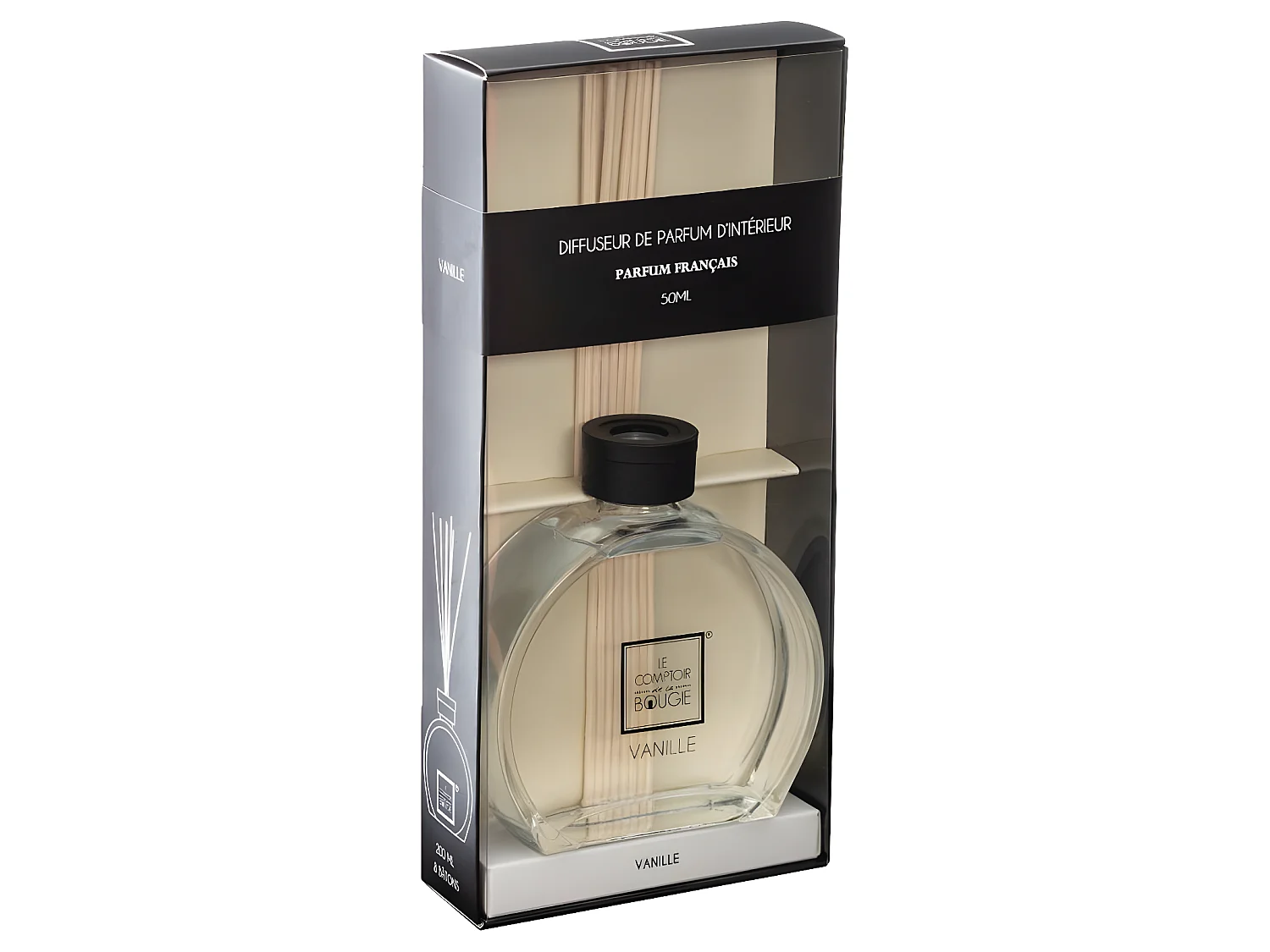 Diffuseur de parfum Vanille 50 ml avec 6 Bâtonnets