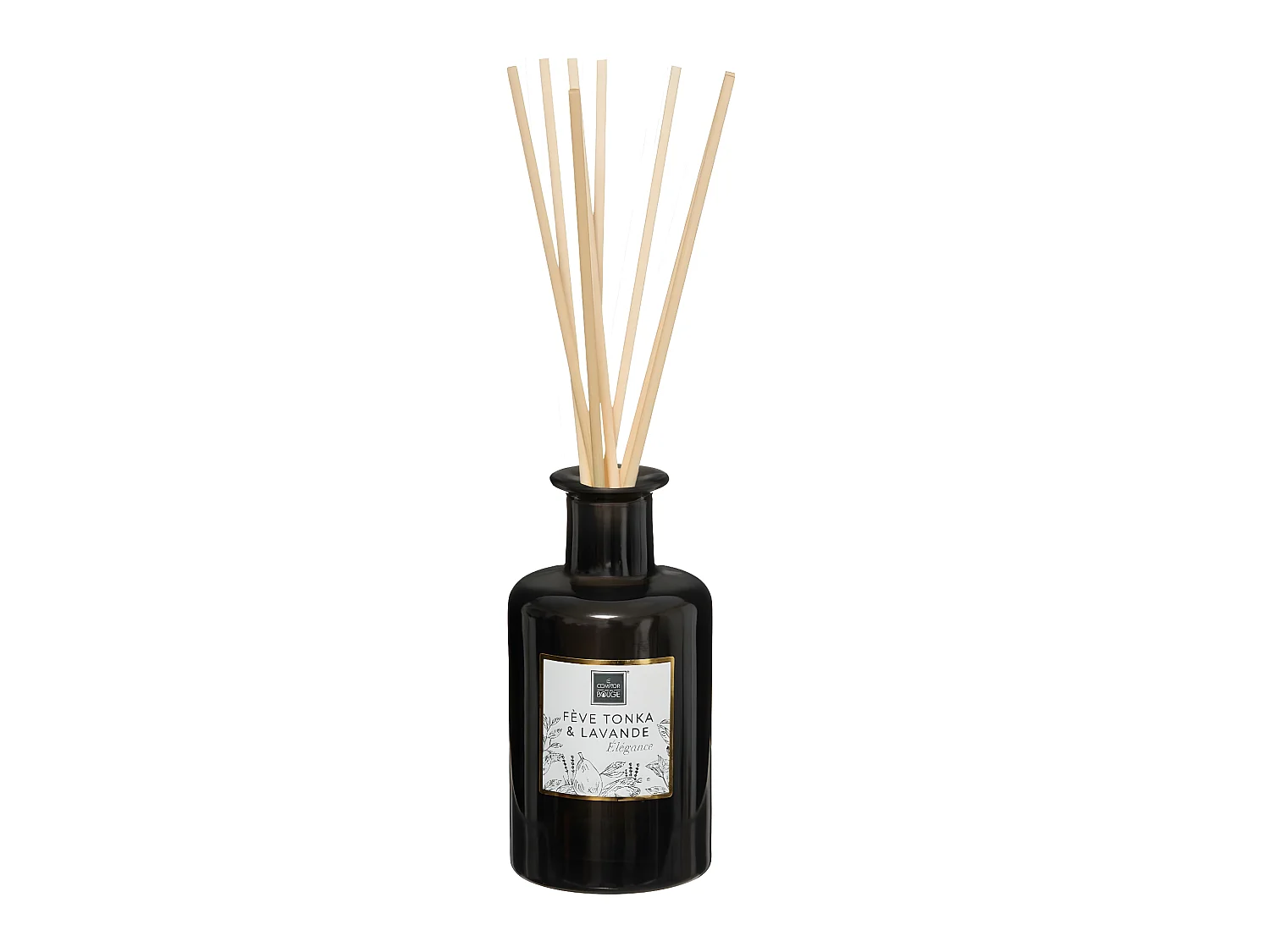 Diffuseur de parfum Fève Tonka et Lavande 200 ml avec 8 Bâtonnets en rotin