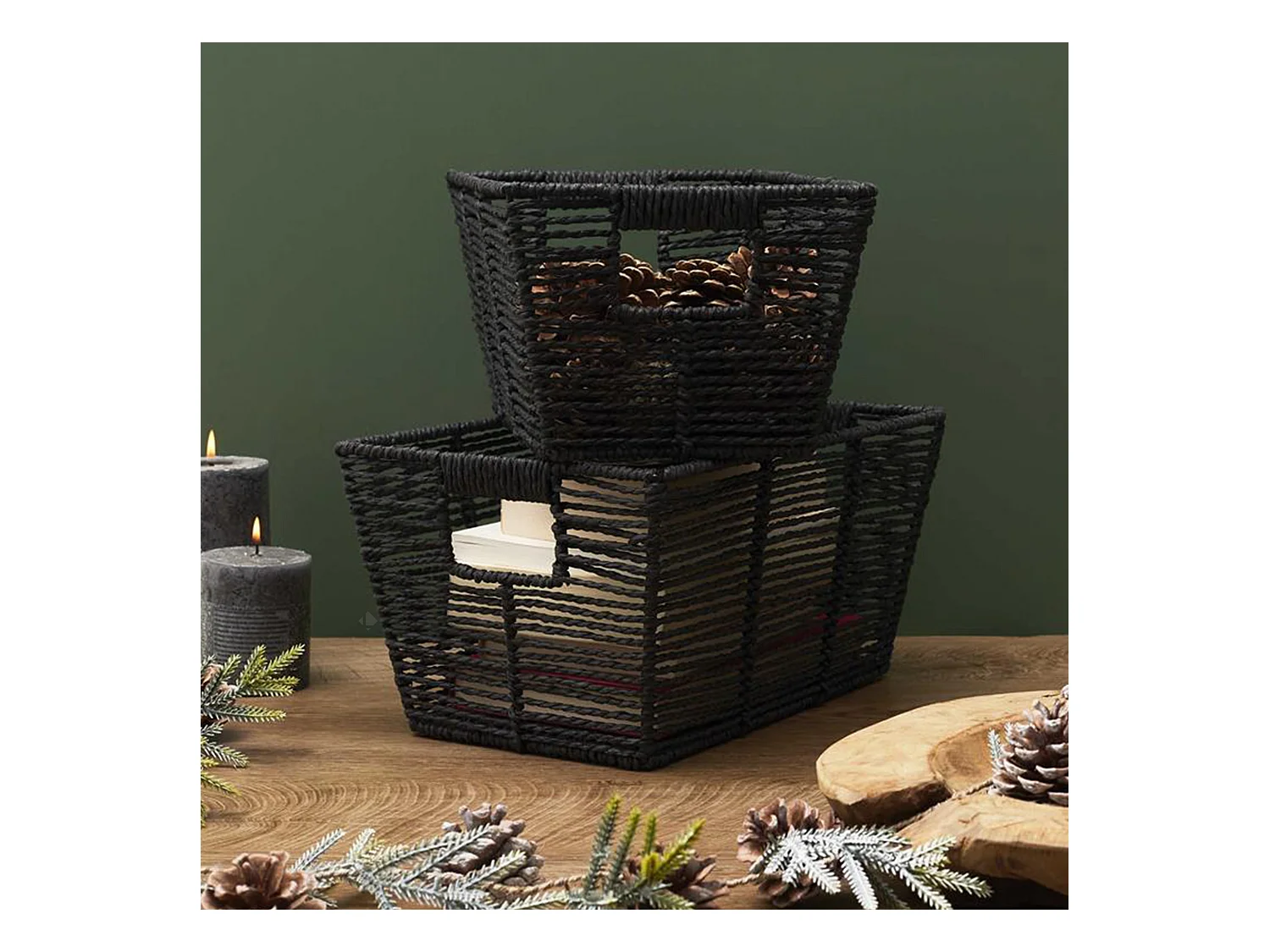 Panier de rangement 30x20x15 cm FOREST noir