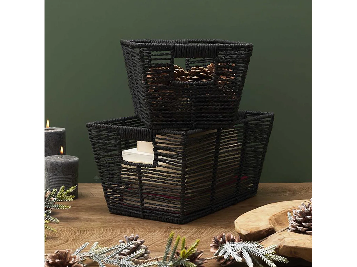 Panier de rangement 33x22x17 cm FOREST noir