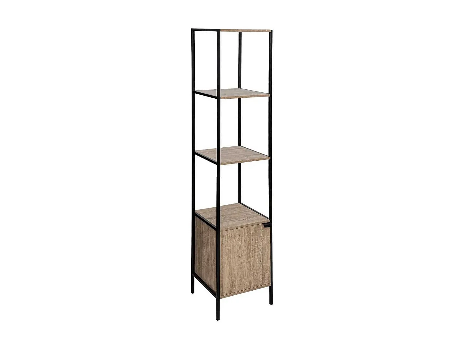 Étagère Design 1 Porte "Aliaj" 176cm Naturel & Noir