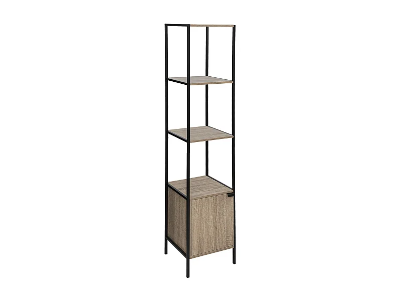 Étagère Design 1 Porte "Aliaj" 176cm Naturel & Noir