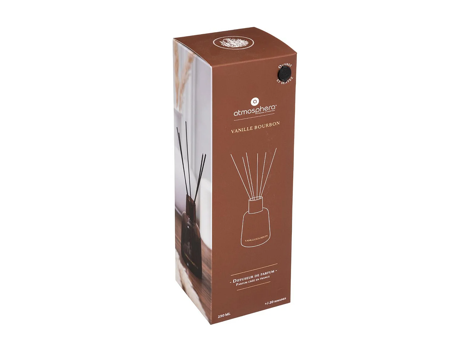 Diffuseur de parfum Vanille bourbon 250 ml avec 6 bâtonnets