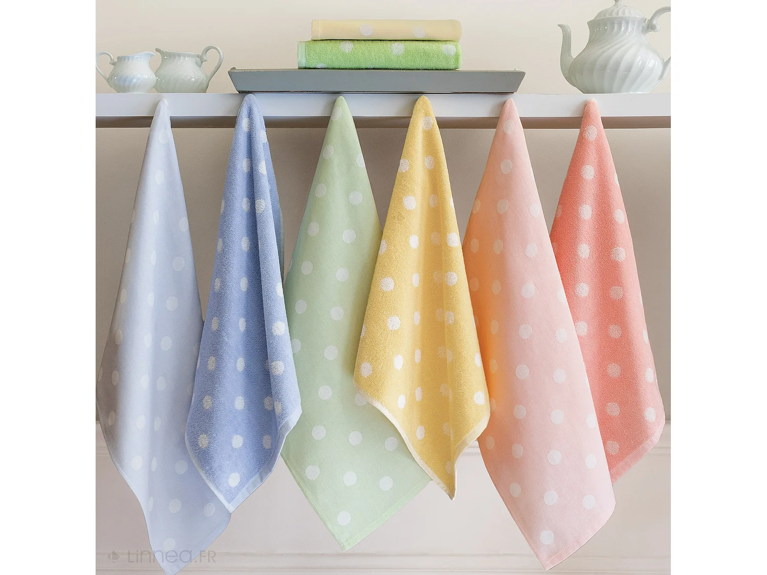 Lot de 2 torchons de cuisine éponge 50x50 cm coton SPOT II rose