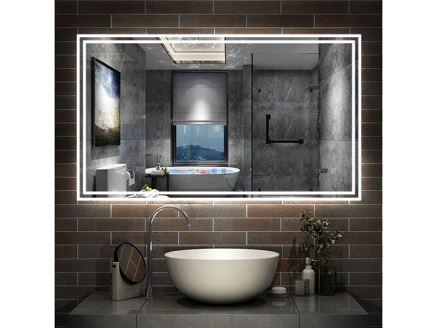 Miroir de Salle de Bain LED avec Bluetooth 140 x 80cm, Miroir Salle de