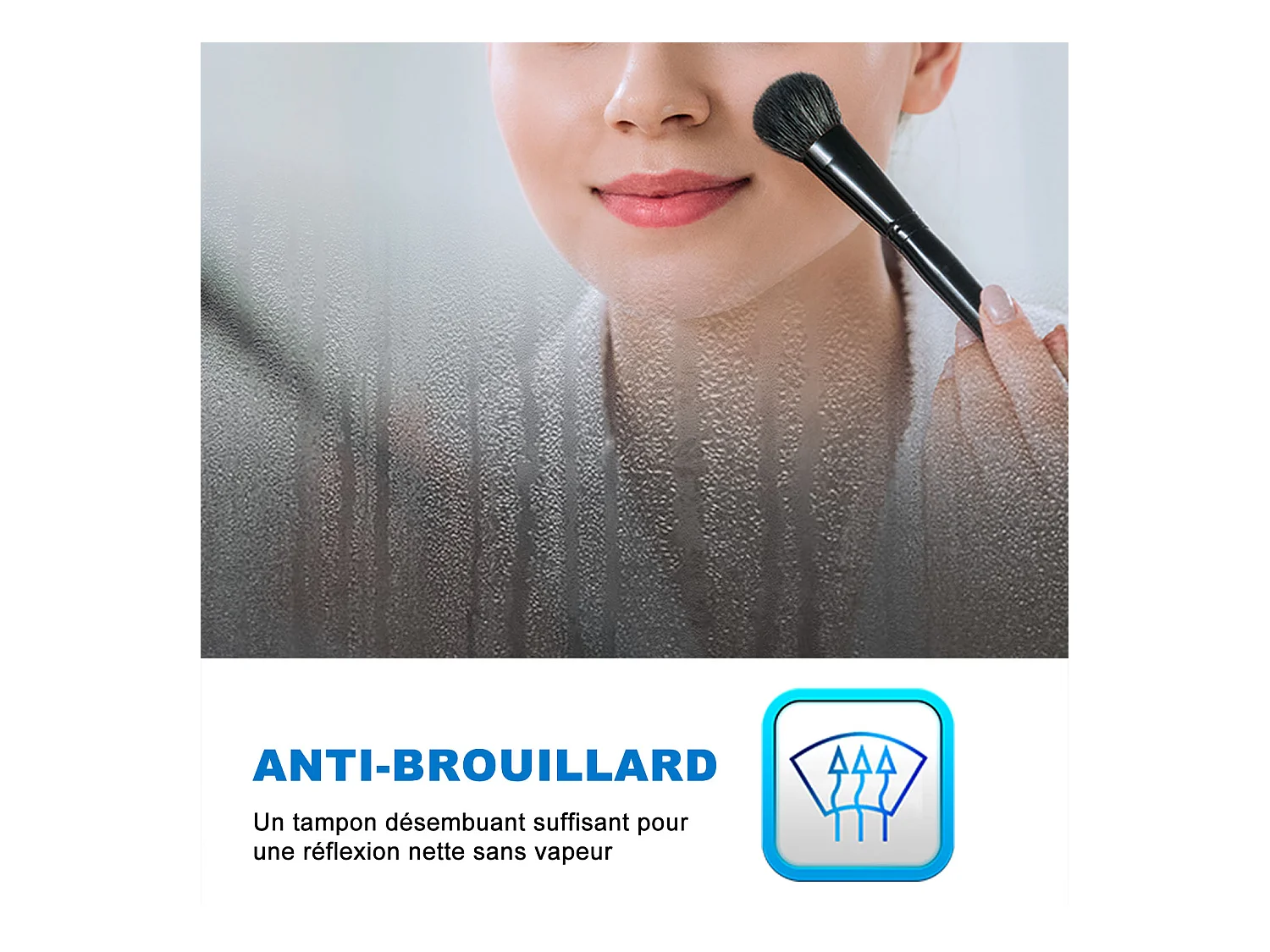 Miroir Salle de Bain LED avec Bluetooth 120x70cm, 3 Couleurs, Anti-buée, Grossissant 3x Aica