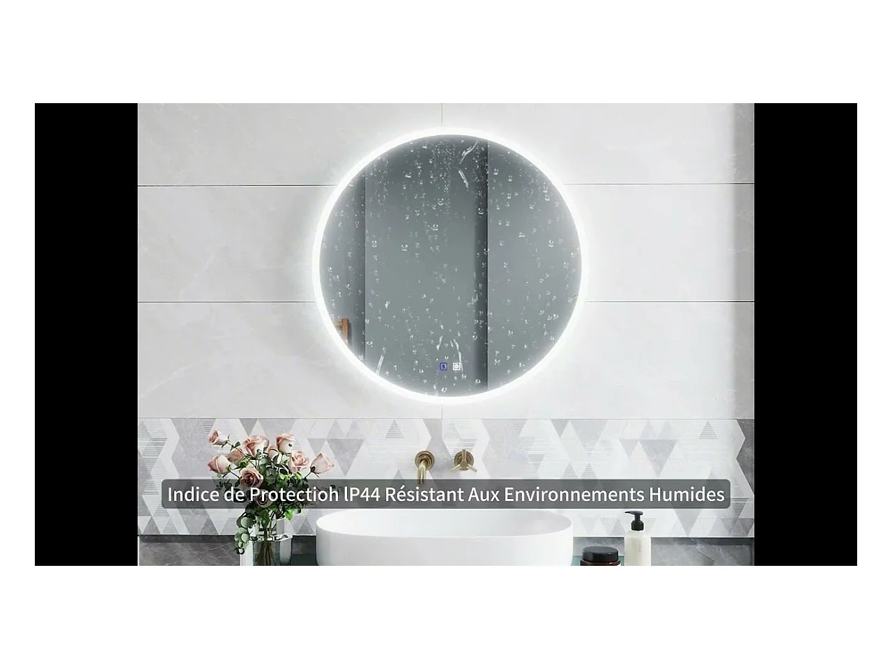 Miroir de Salle de Bain avec Bluetooth, LED Anti-Buée, Dimmable, 3 Couleurs 50x70cm Aica