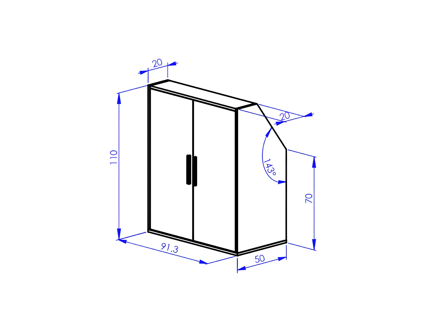 Meubel voor onder een hellend dak 6 deuren en 2 nissen - Wit en naturel - ADEZIO