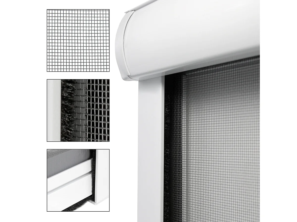 Moustiquaire fenêtre enroulable 100x160cm en aluminium blanc ECD Germany