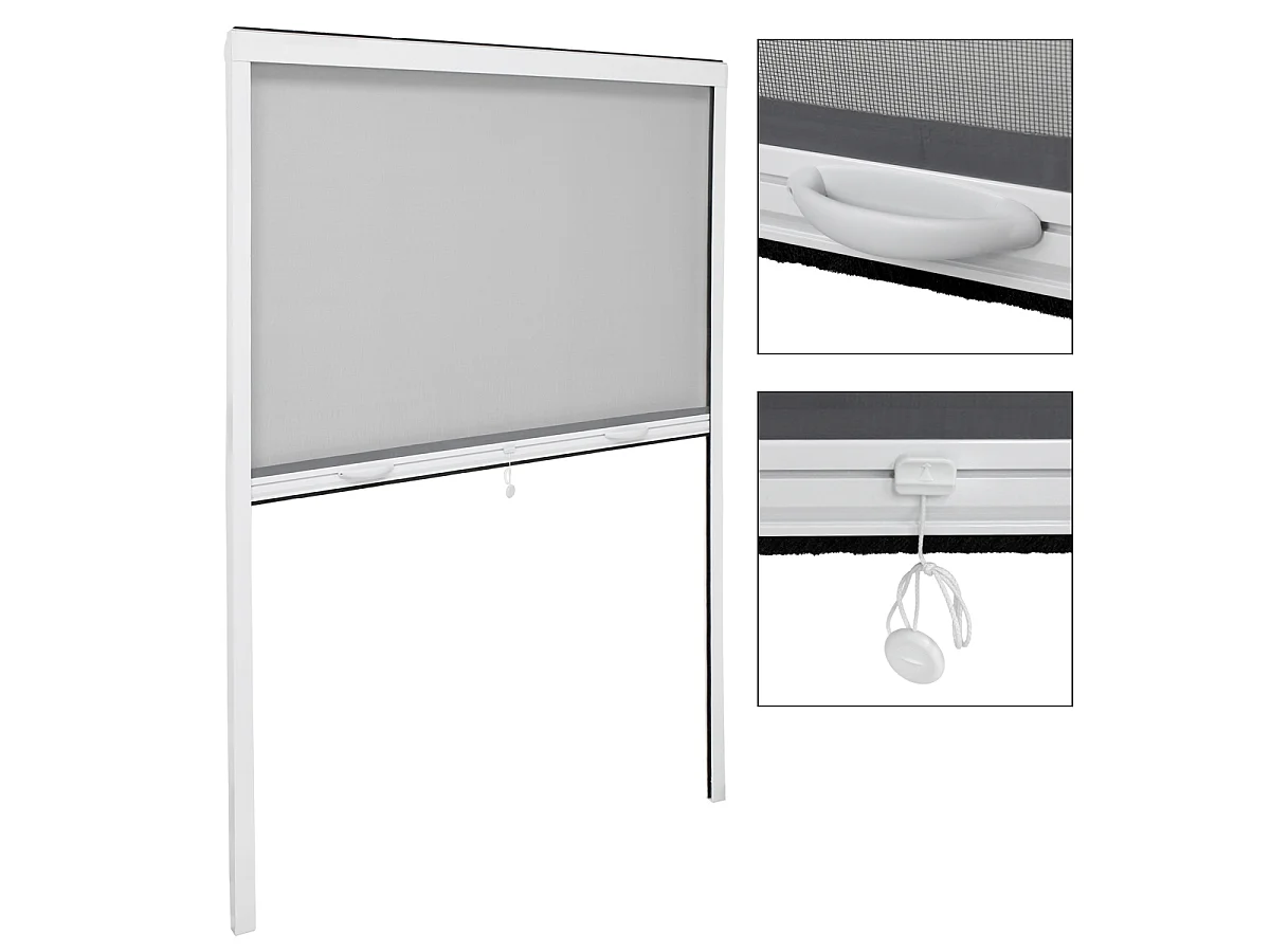 Moustiquaire fenêtre enroulable 100x160cm en aluminium blanc ECD Germany
