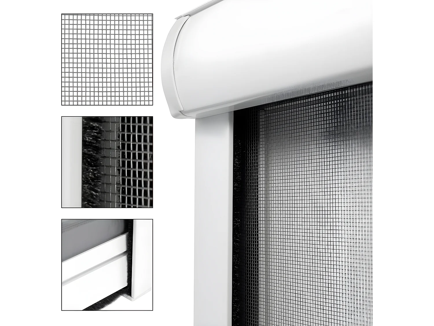 Moustiquaire fenêtre enroulable 90x160cm en aluminium ECD Germany