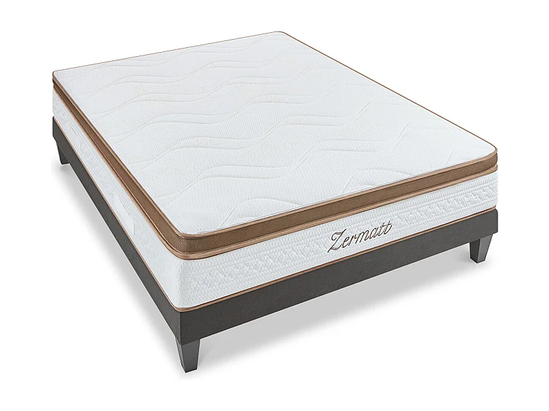 BELLECOUR LITERIE | Ensemble ZERMATT 180x200 cm | Matelas Mémoire de forme + Sommier Bois