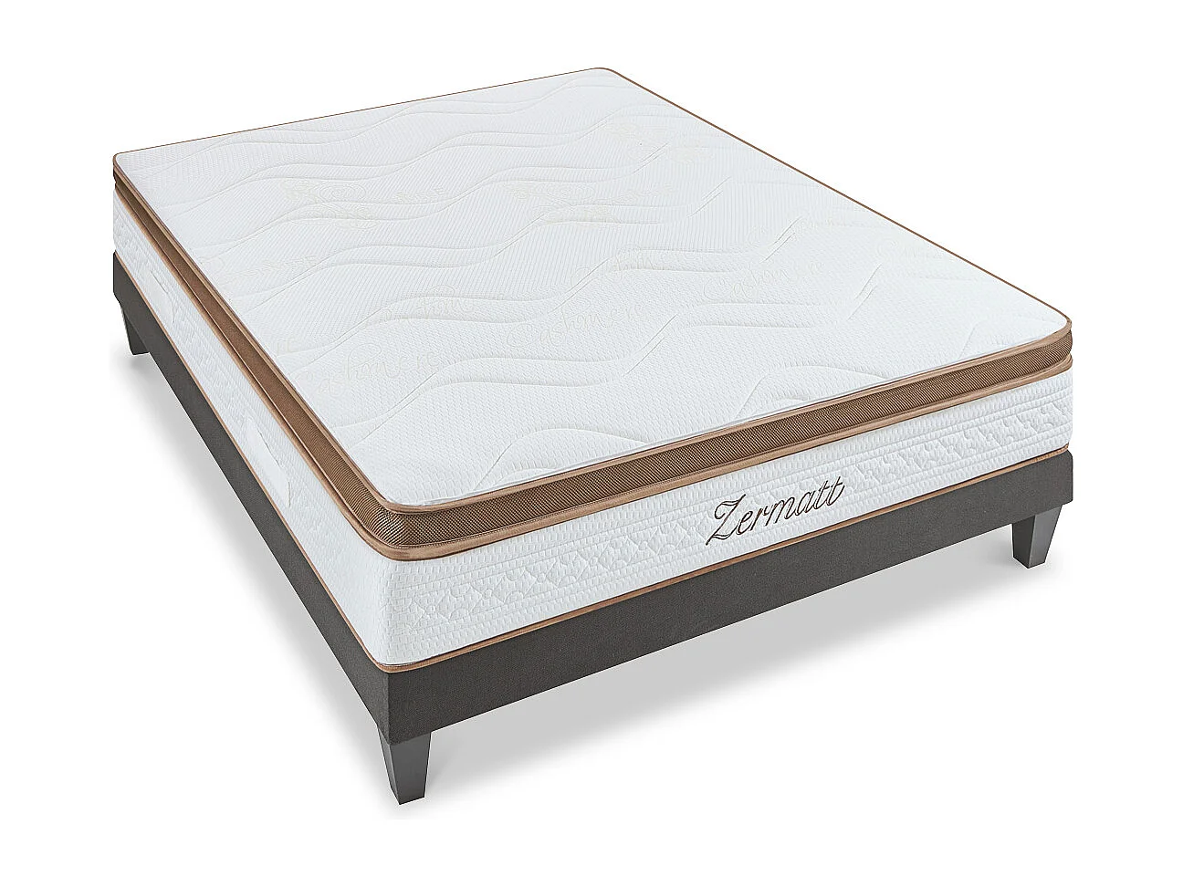 BELLECOUR LITERIE | Ensemble ZERMATT 180x200 cm | Matelas Mémoire de forme + Sommier Bois