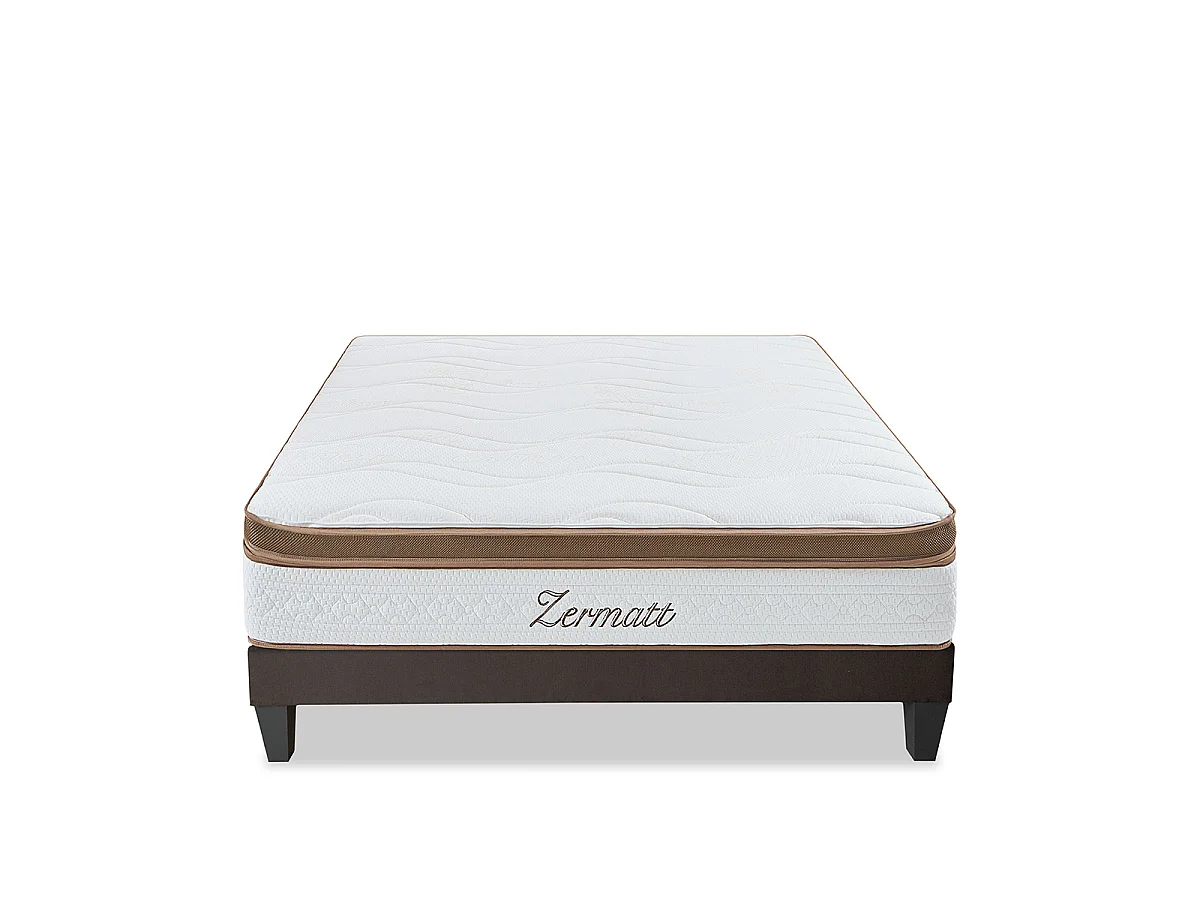 Ensemble Zermatt 180x200 cm Matelas Mousse + Sommier Bois