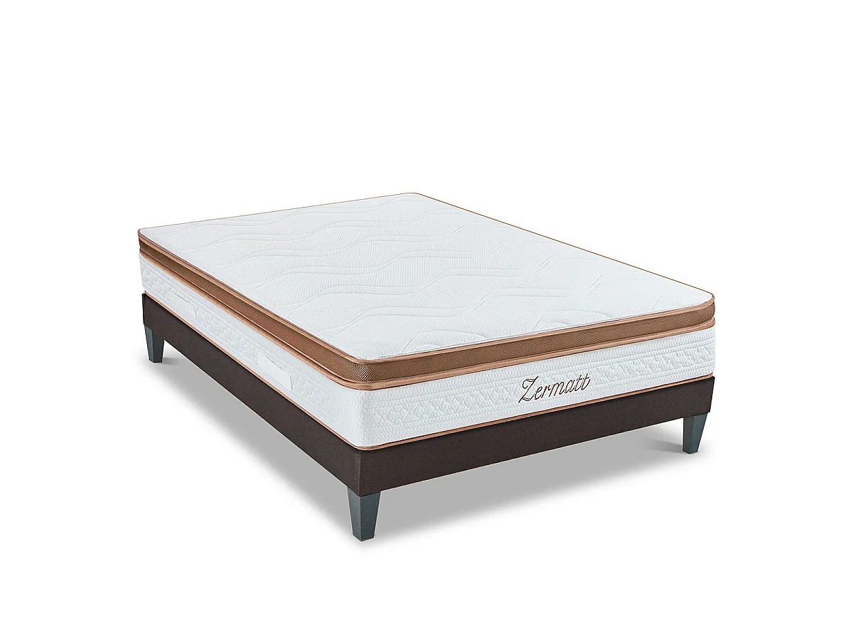 Ensemble Zermatt 180x200 cm Matelas Mousse + Sommier Bois