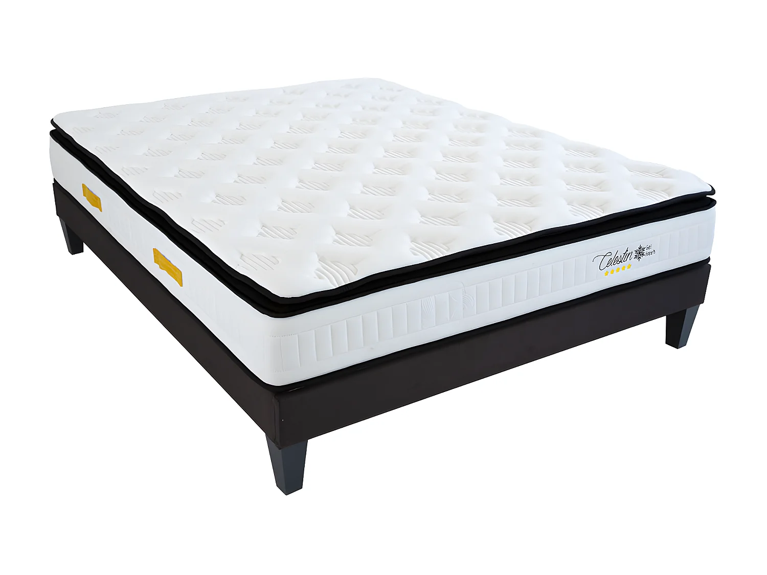 BELLECOUR LITERIE | Ensemble CELESTIN 140x190 cm | Matelas Mémoire de forme + Sommier Bois | Ferme