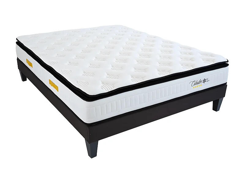 BELLECOUR LITERIE | Ensemble CELESTIN 140x200 cm | Matelas Mémoire de forme + Sommier Bois | Ferme