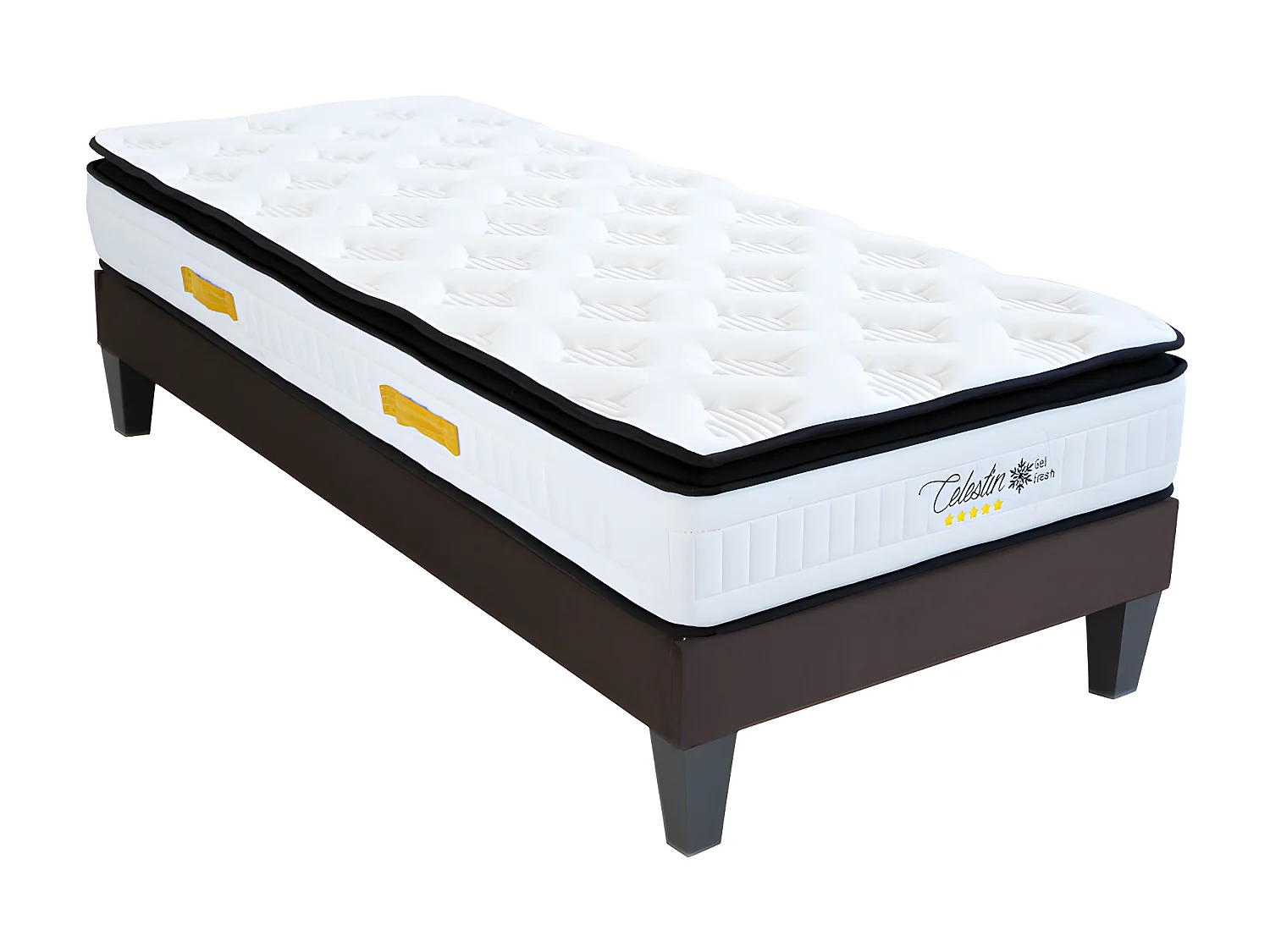 BELLECOUR LITERIE | Ensemble CELESTIN 90x200 cm | Matelas Mémoire de forme + Sommier Bois | Ferme