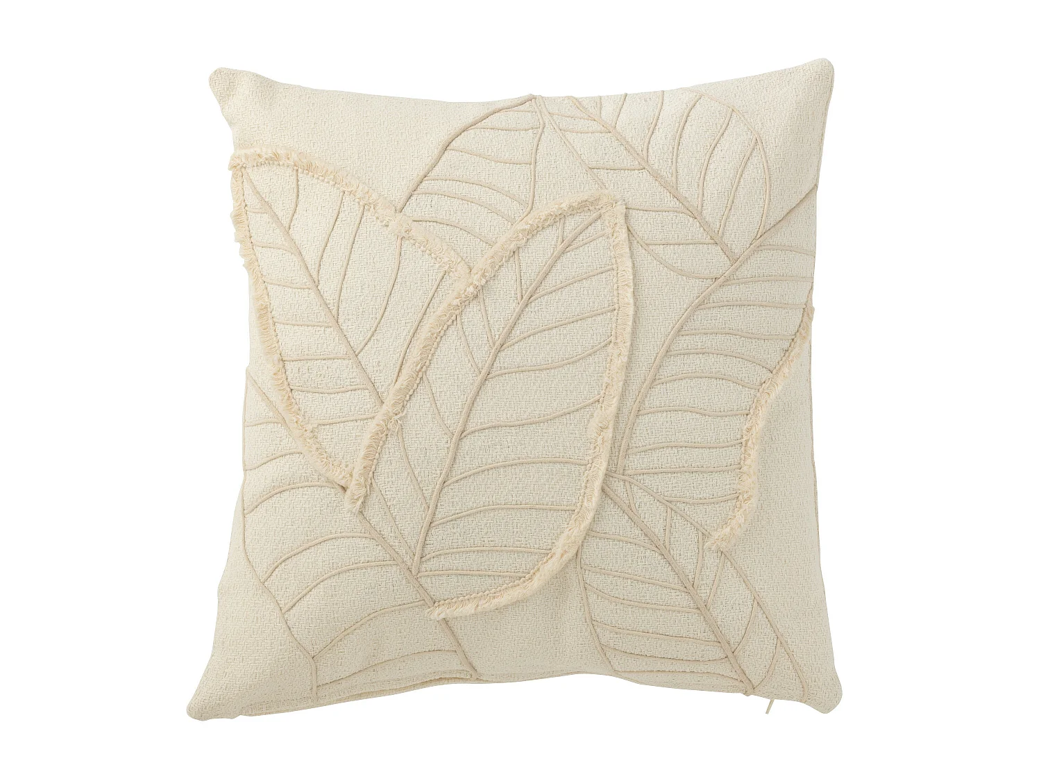 Coussin Déco Feuilles "Lara" 43x43cm Blanc