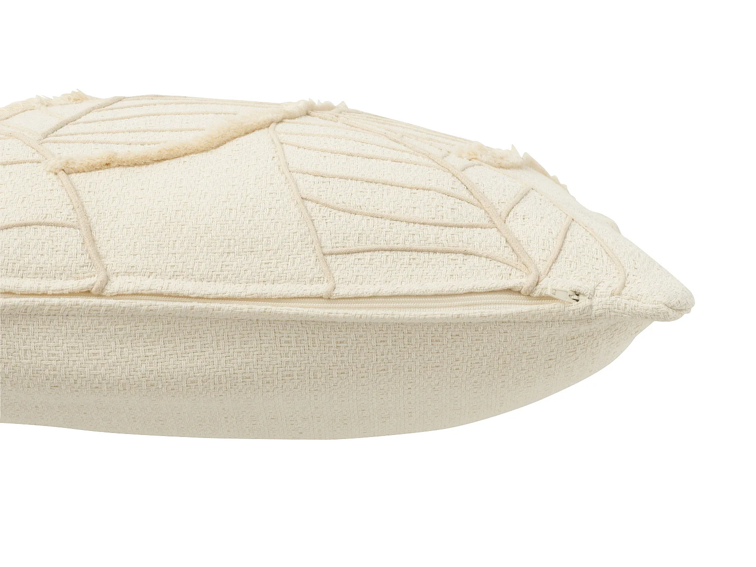 Coussin Déco Feuilles "Lara" 43x43cm Blanc