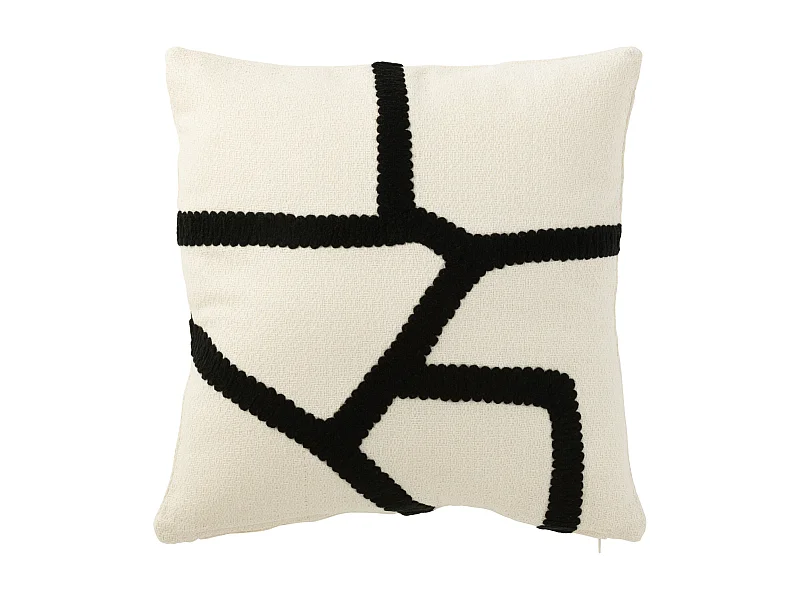 Coussin Déco "Ligne" 43x43cm Blanc & Noir